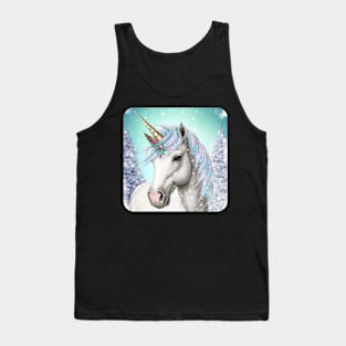 Majestic Snow Unicorn Pastel Winter Tank Top